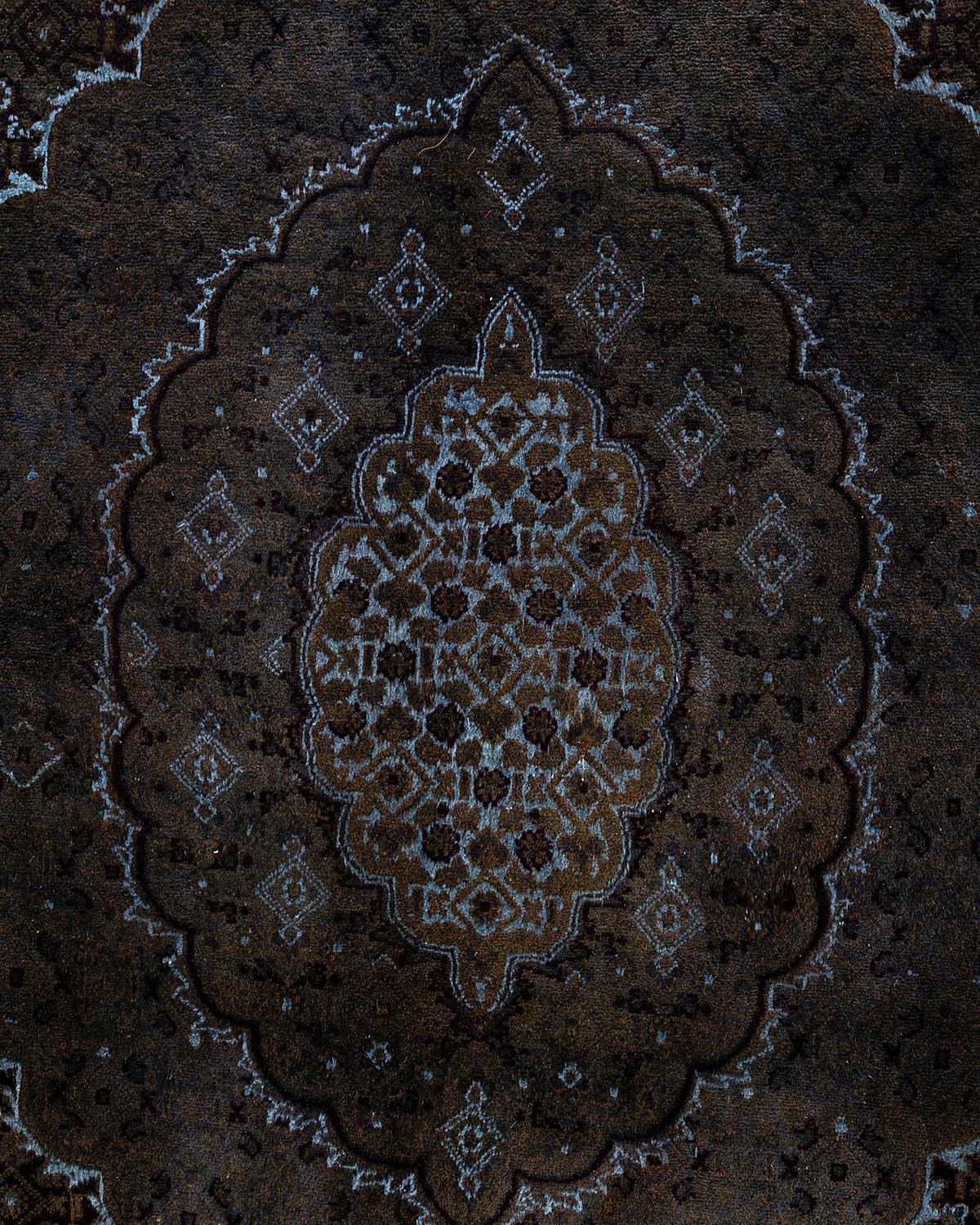 Pakistani Contemporary Overdyed Hand Knotted Wool Brown Area Rug 6' 5