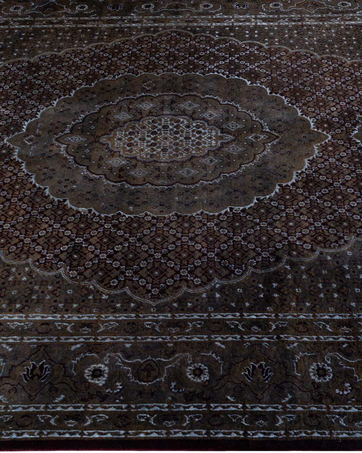 Contemporary Overdyed Hand Knotted Wool Brown Area Rug 6' 5