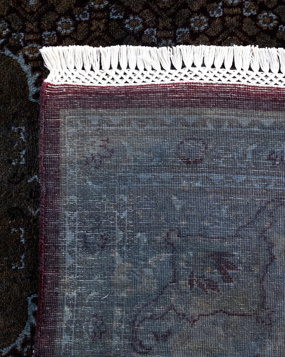 Contemporary Overdyed Hand Knotted Wool Brown Area Rug 6' 5