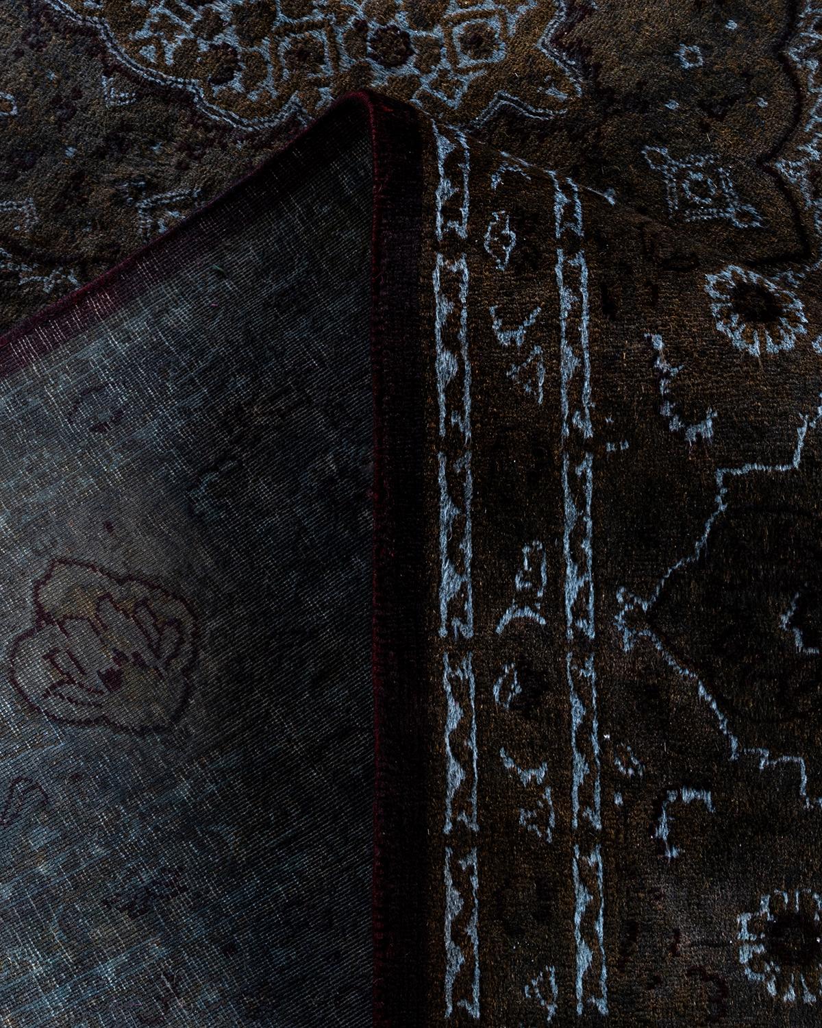 Contemporary Overdyed Hand Knotted Wool Brown Area Rug 6' 5