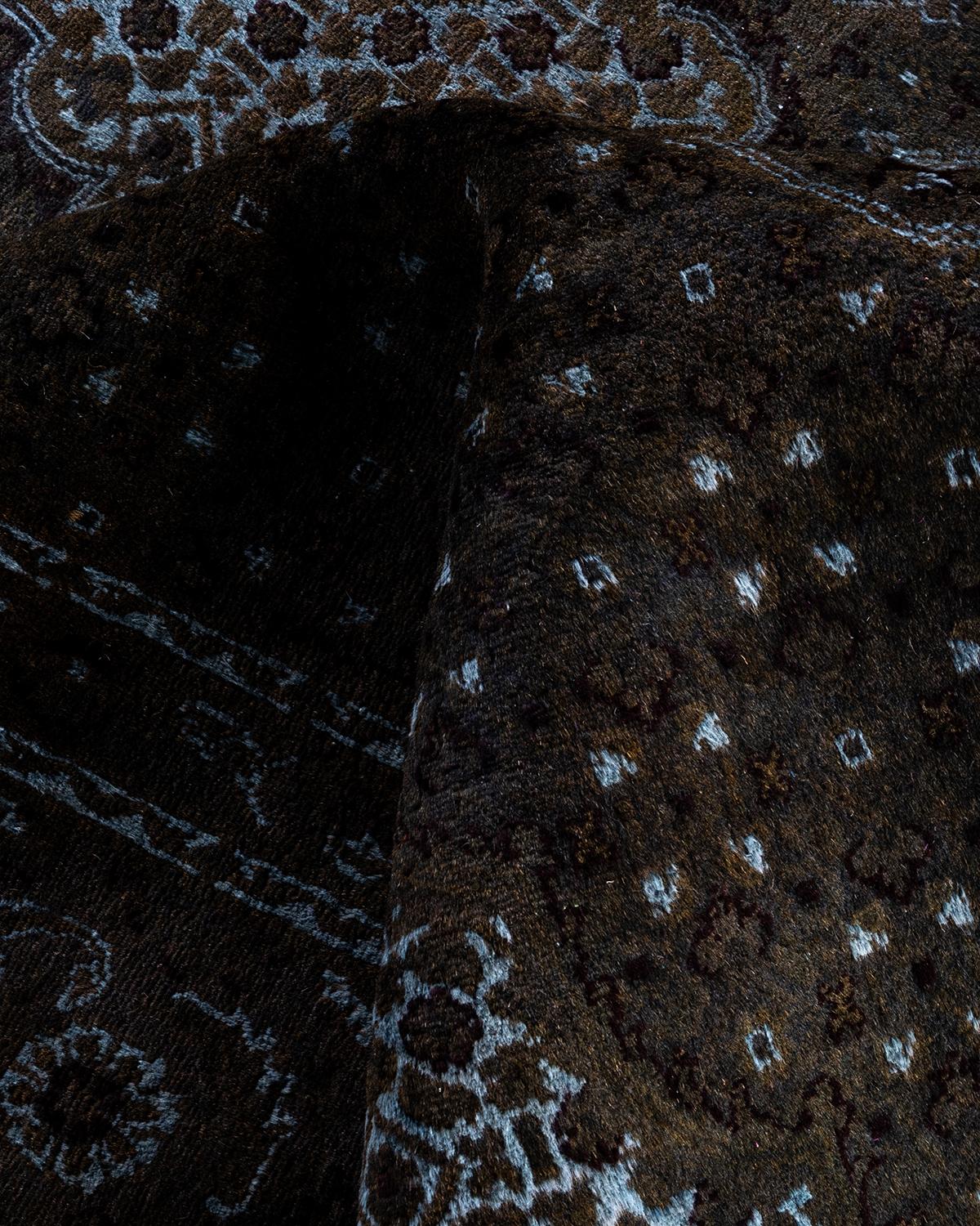 Contemporary Overdyed Hand Knotted Wool Brown Area Rug 6' 5
