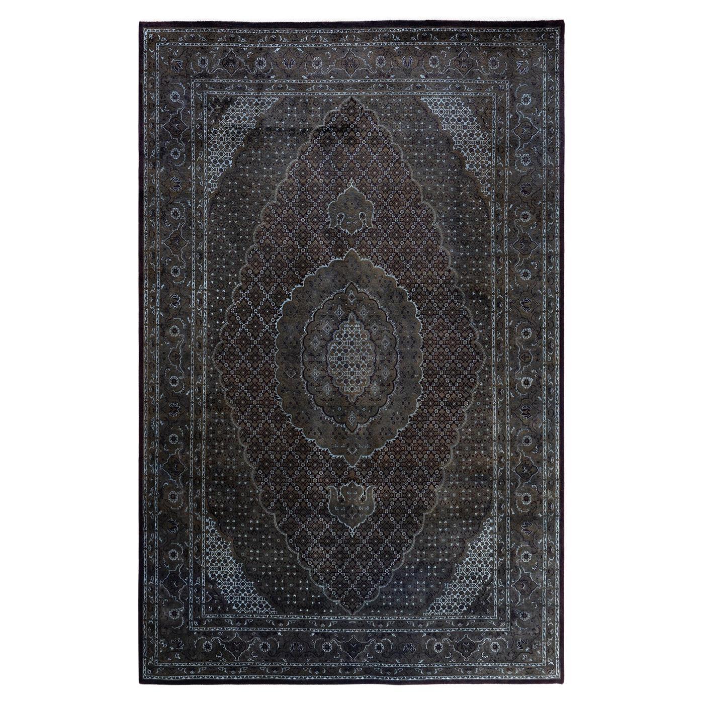 Contemporary Overdyed Hand Knotted Wool Brown Area Rug 6' 5" x 10' 0" For Sale