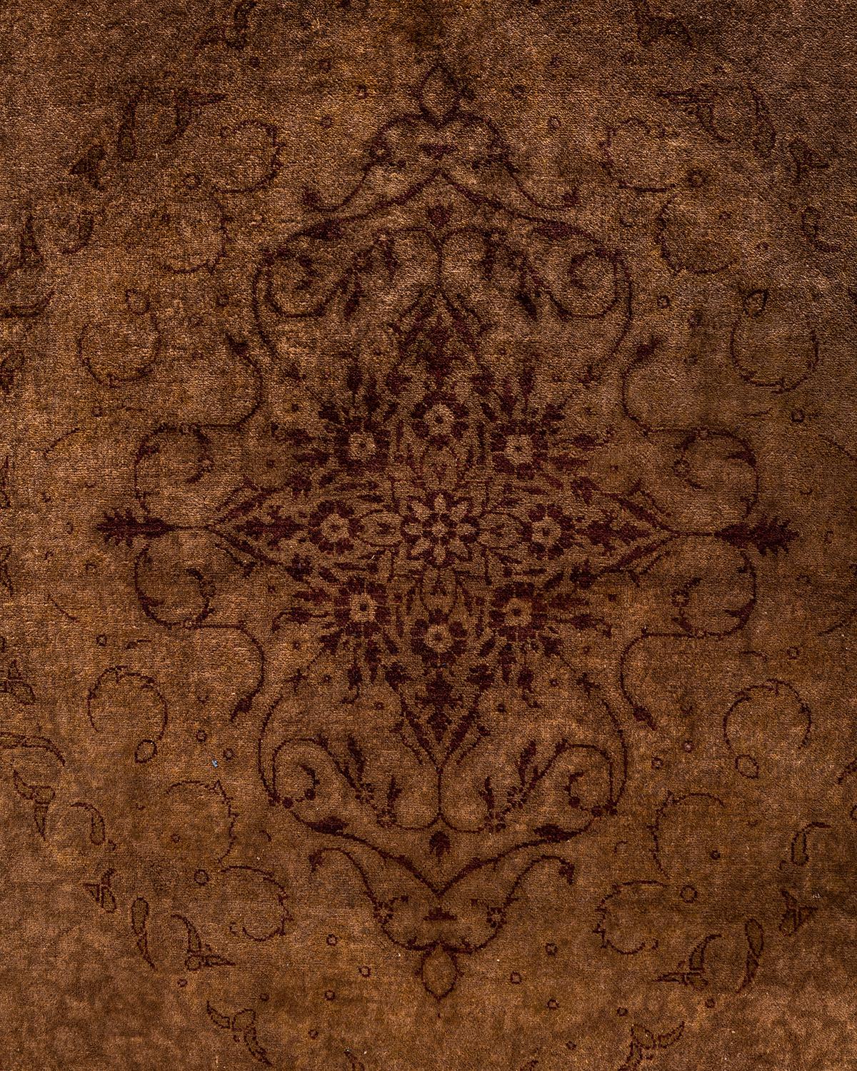 Alfombra de lana teñida a mano marrón contemporánea 3 x 4 cm Pakistaní en venta