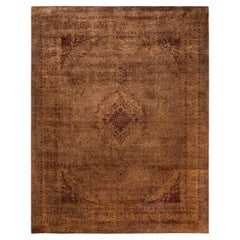 Contemporary Overdyed Hand Knotted Wool Brown Area Rug 8' 3" x 10' 4"