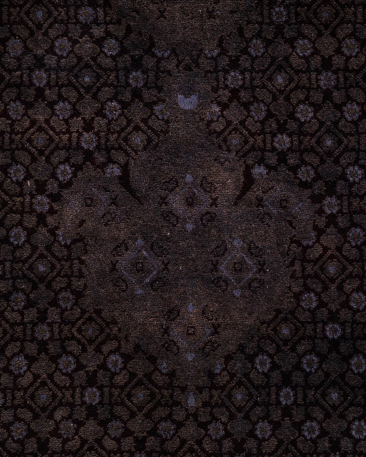Contemporary Overdyed Hand Knotted Wool Brown Area Rug 9' 0