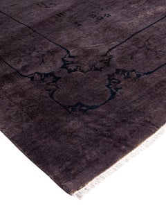 Contemporary Overdyed Hand Knotted Wool Brown Area Rug 9' 1" x 12' 10"