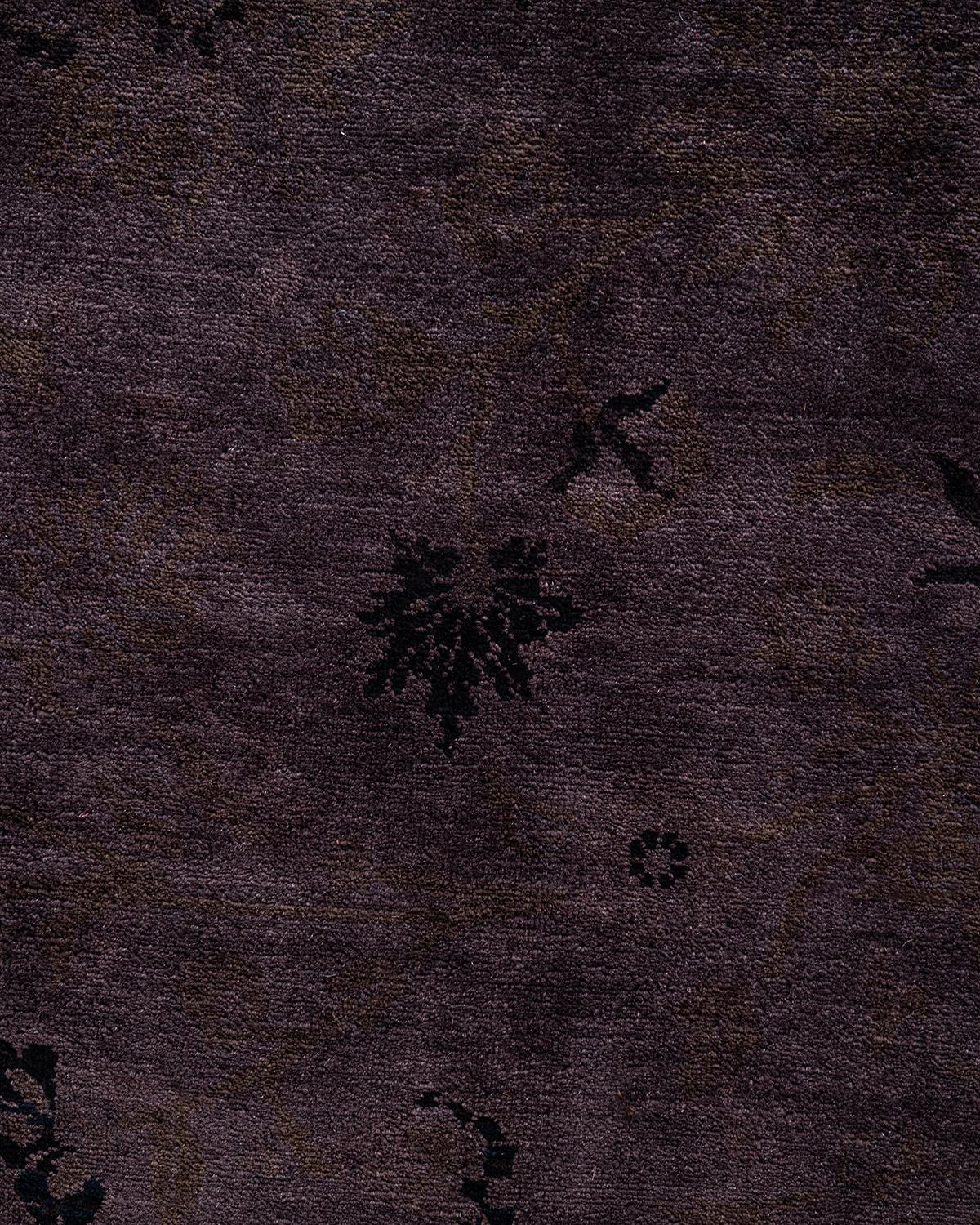 Pakistani Contemporary Overdyed Hand Knotted Wool Brown Area Rug 9' 1