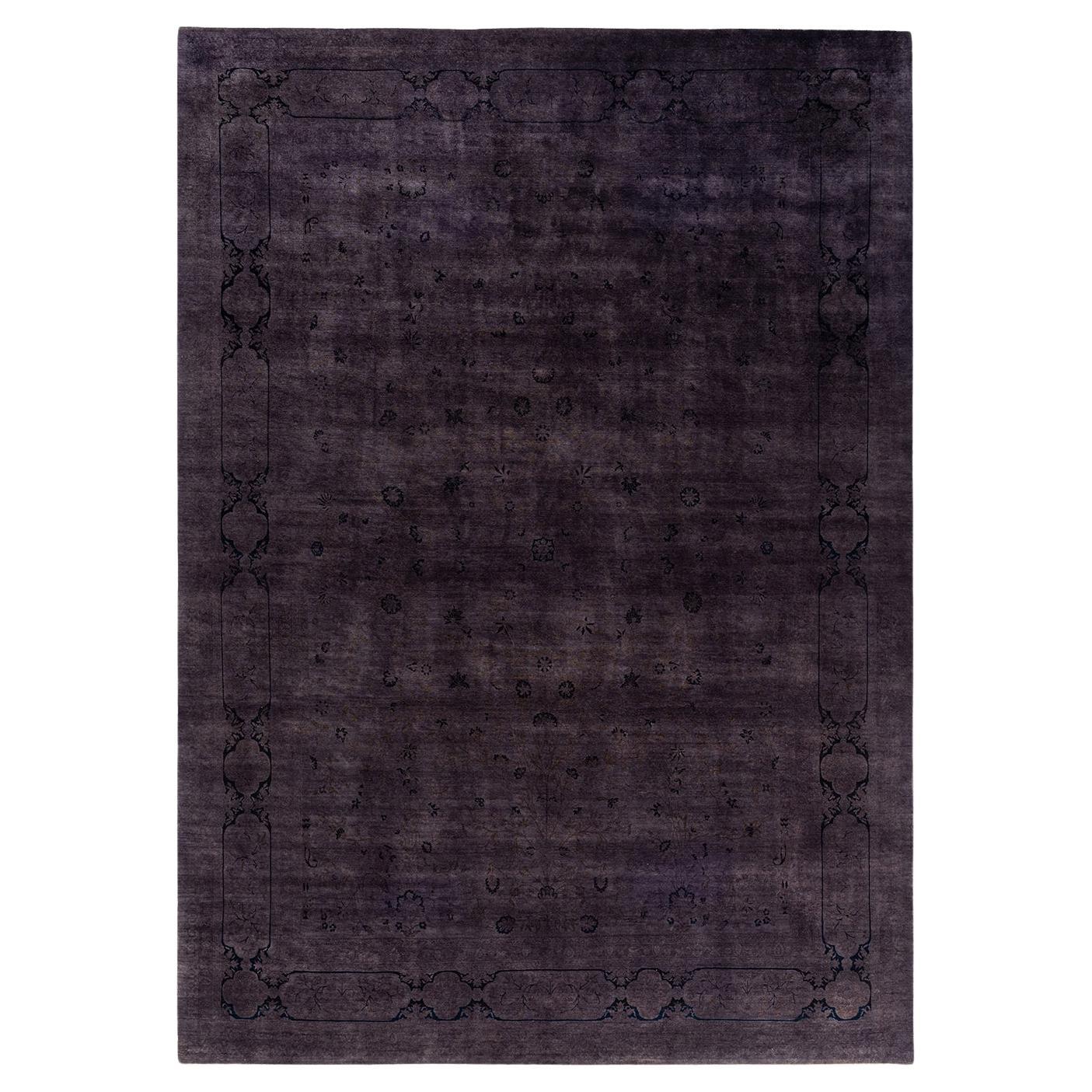 Contemporary Overdyed Hand Knotted Wool Brown Area Rug 9' 1" x 12' 10"