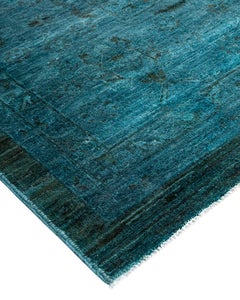 Contemporary Overdyed Hand Knotted Wool Brown Area Rug