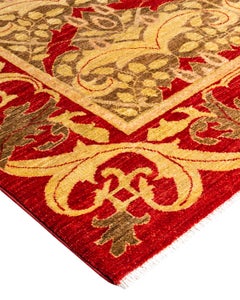 Contemporary Overdyed Hand Knotted Wool Brown Area Rug