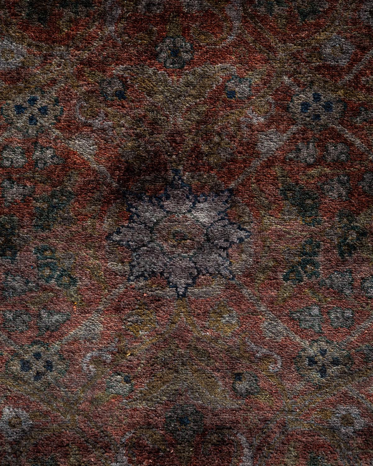 Pakistano Contemporary Overdyed Hand Knotted Wool Brown Area Rugs (Tappeto di lana marrone) in vendita