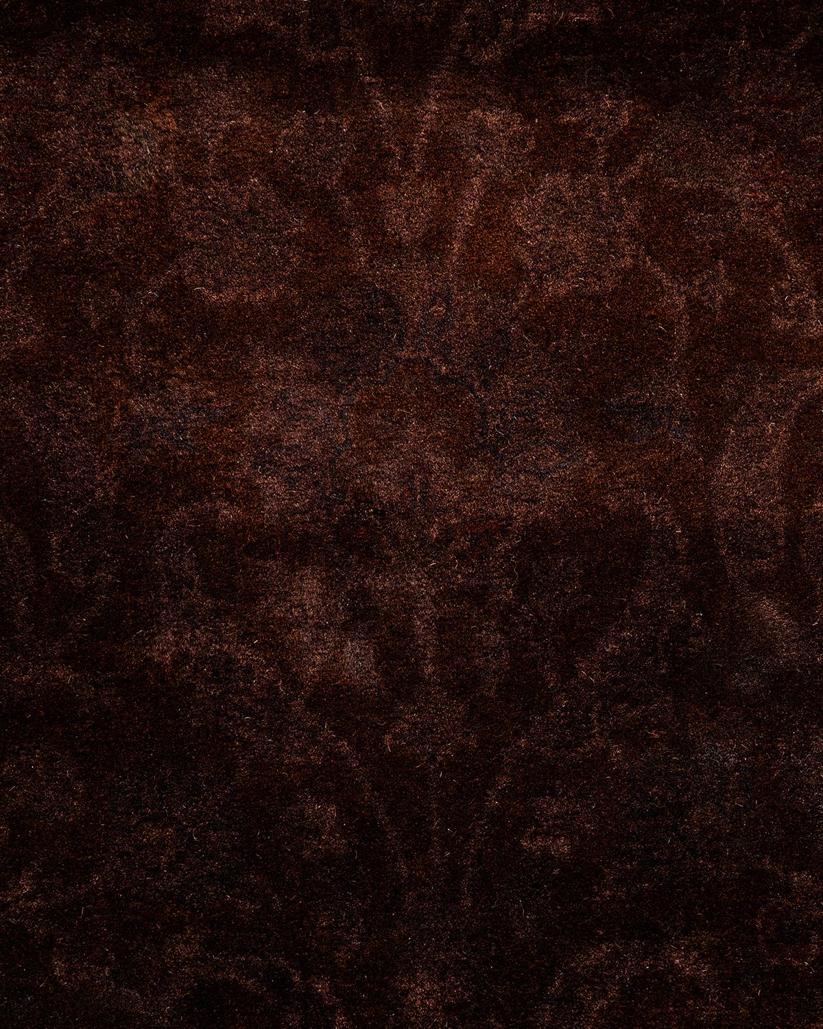 Pakistani Contemporary Overdyed Hand Knotted Wool Brown Area Rug For Sale