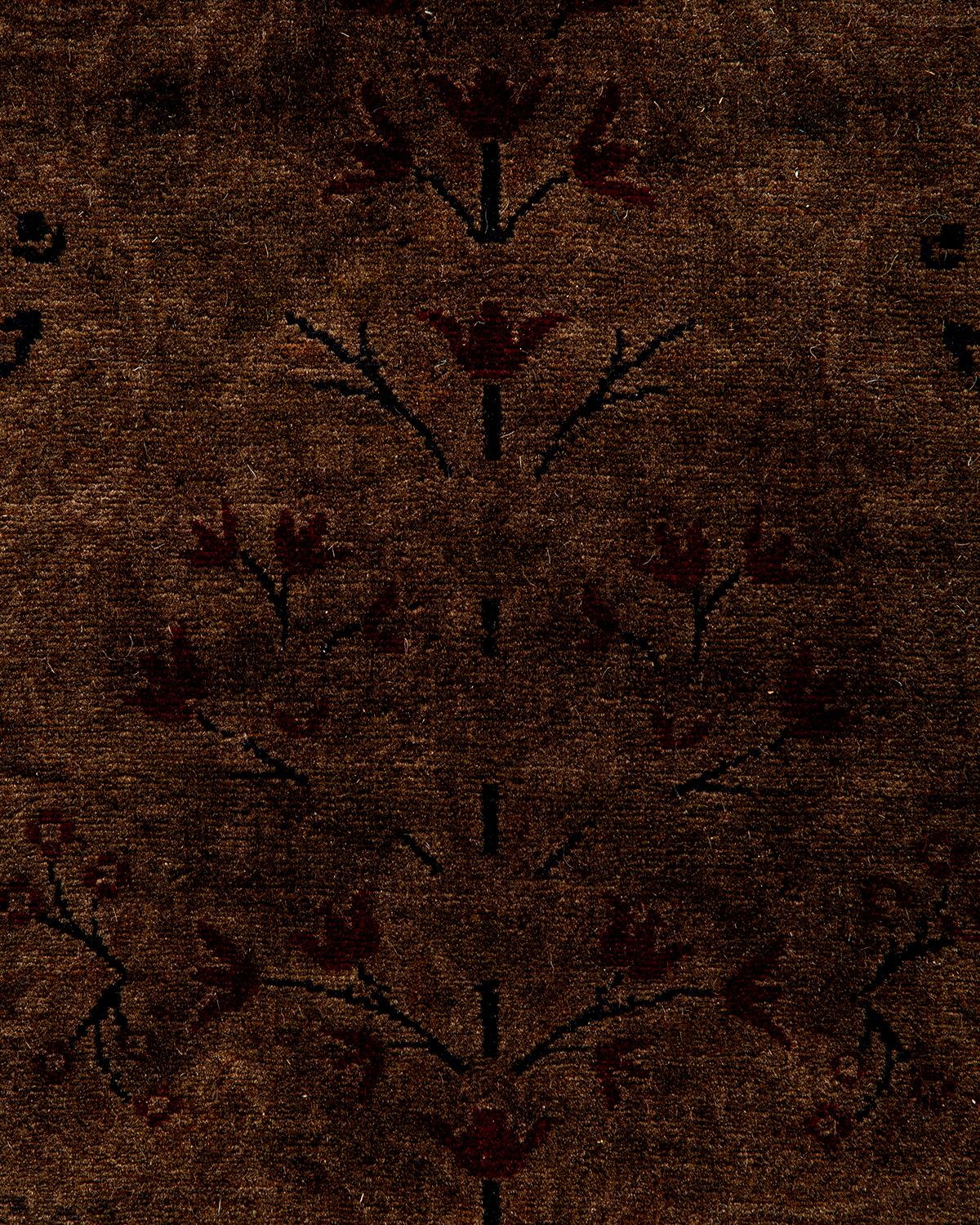Pakistano Contemporary Overdyed Hand Knotted Wool Brown Area Rugs (Tappeto di lana marrone) in vendita