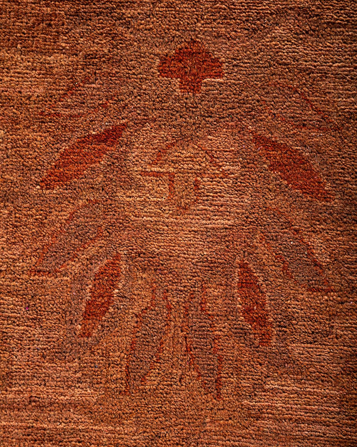 Pakistanais Tapis de sol contemporain en laine surteinte nouée à la main Brown en vente