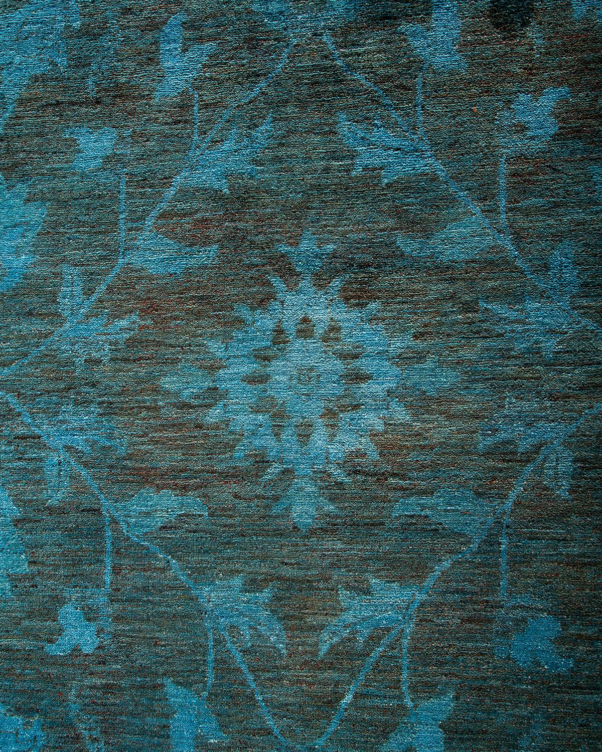 Pakistani Contemporary Overdyed Hand Knotted Wool Brown Area Rug For Sale