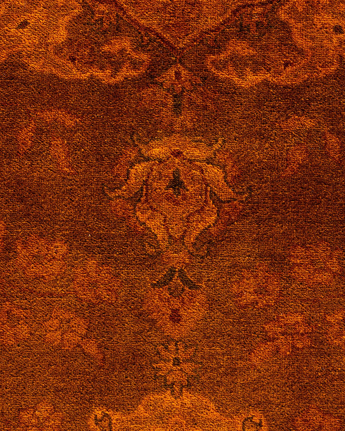 Pakistani Contemporary Overdyed Hand Knotted Wool Brown Area Rug For Sale
