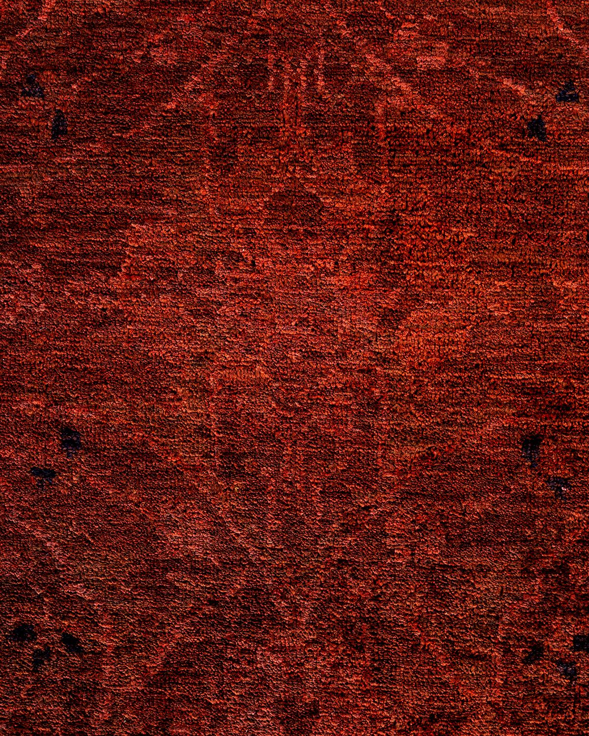 Pakistani Contemporary Overdyed Hand Knotted Wool Brown Area Rug For Sale