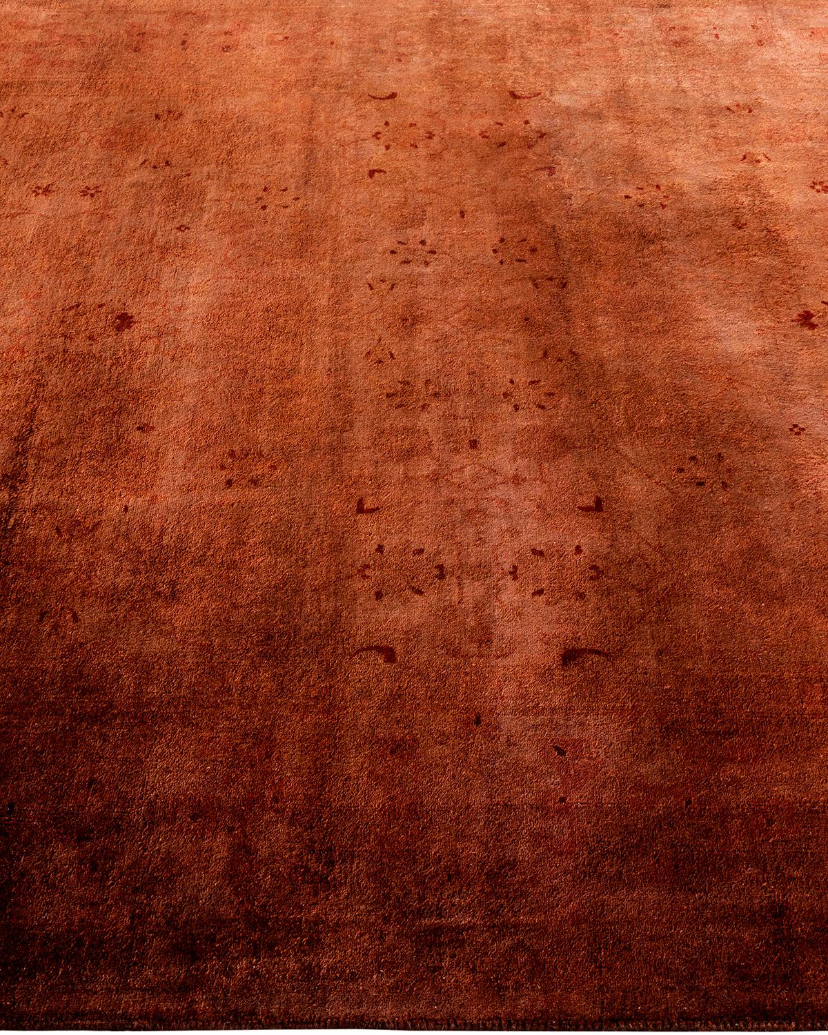 Contemporary Overdyed Hand Knotted Wool Brown Area Rug In New Condition For Sale In Norwalk, CT