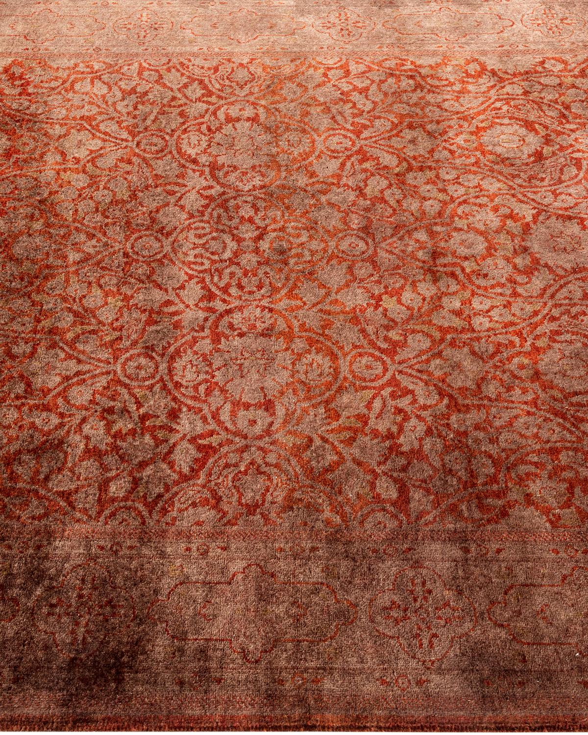 Contemporary Overdyed Hand Knotted Wool Brown Area Rug In New Condition For Sale In Norwalk, CT