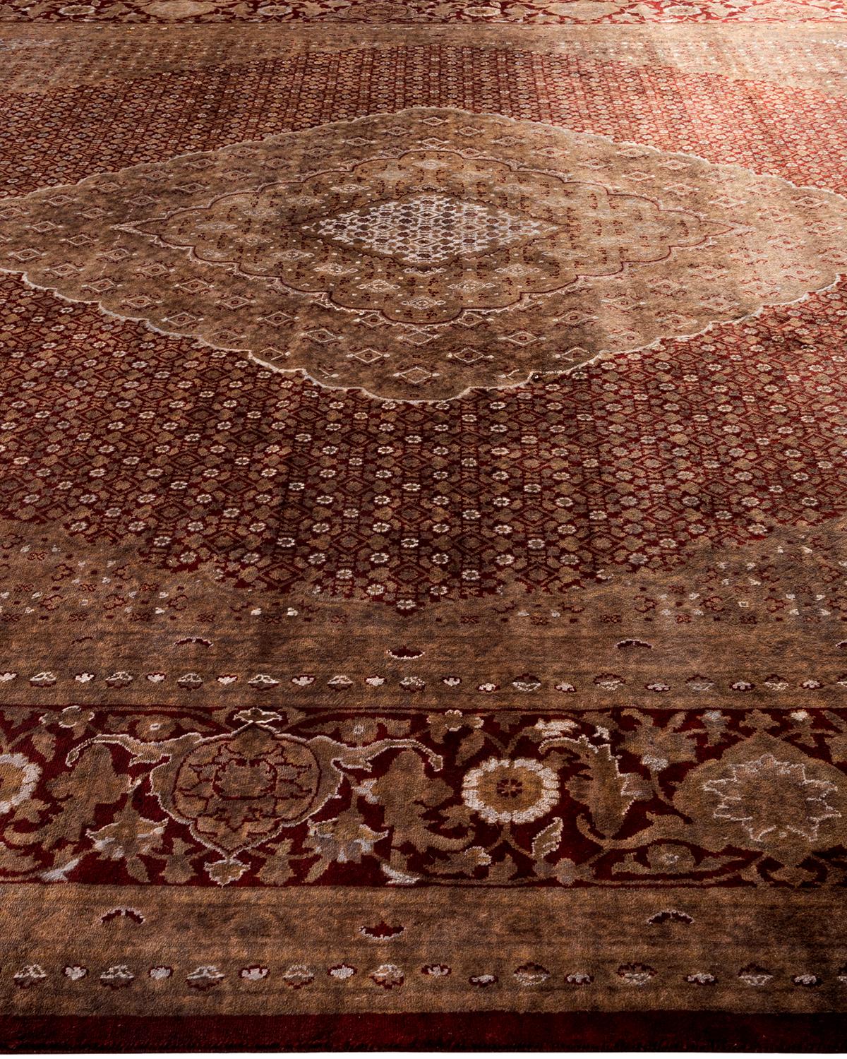 Contemporary Overdyed Hand Knotted Wool Brown Area Rug In New Condition For Sale In Norwalk, CT