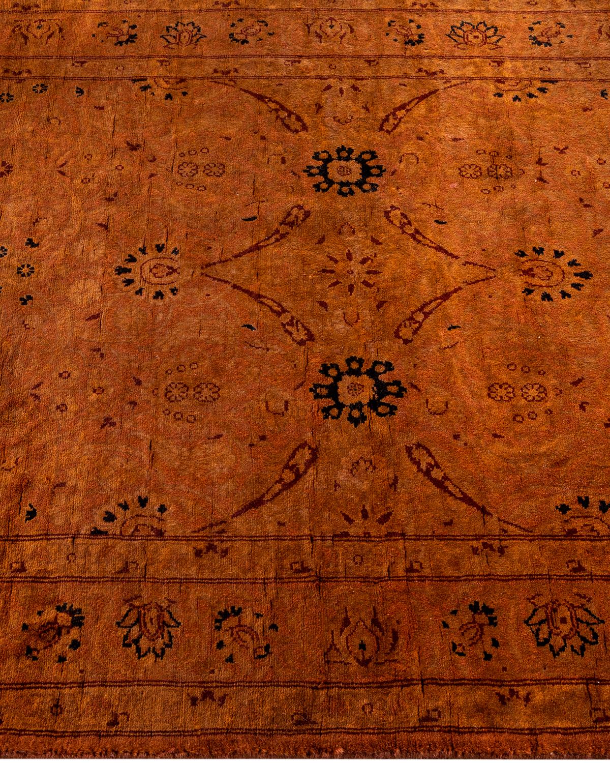 Contemporary Overdyed Hand Knotted Wool Brown Area Rug In New Condition For Sale In Norwalk, CT