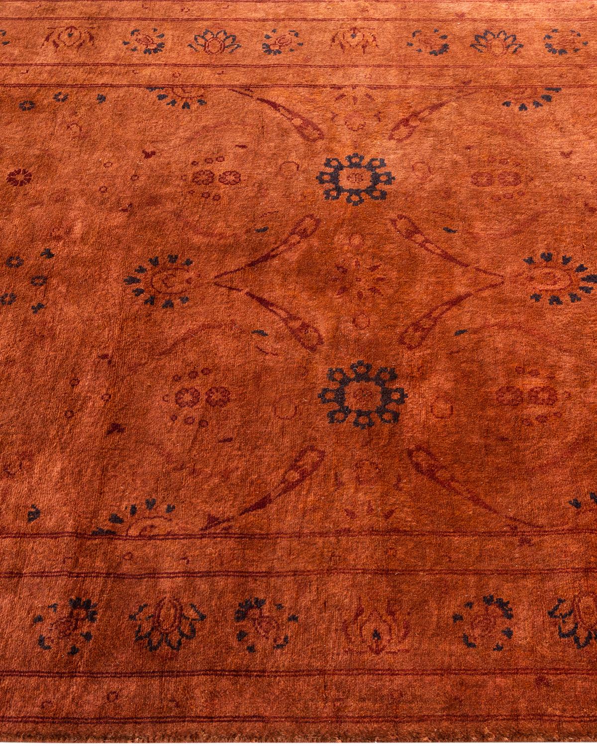 Contemporary Overdyed Hand Knotted Wool Brown Area Rug In New Condition For Sale In Norwalk, CT