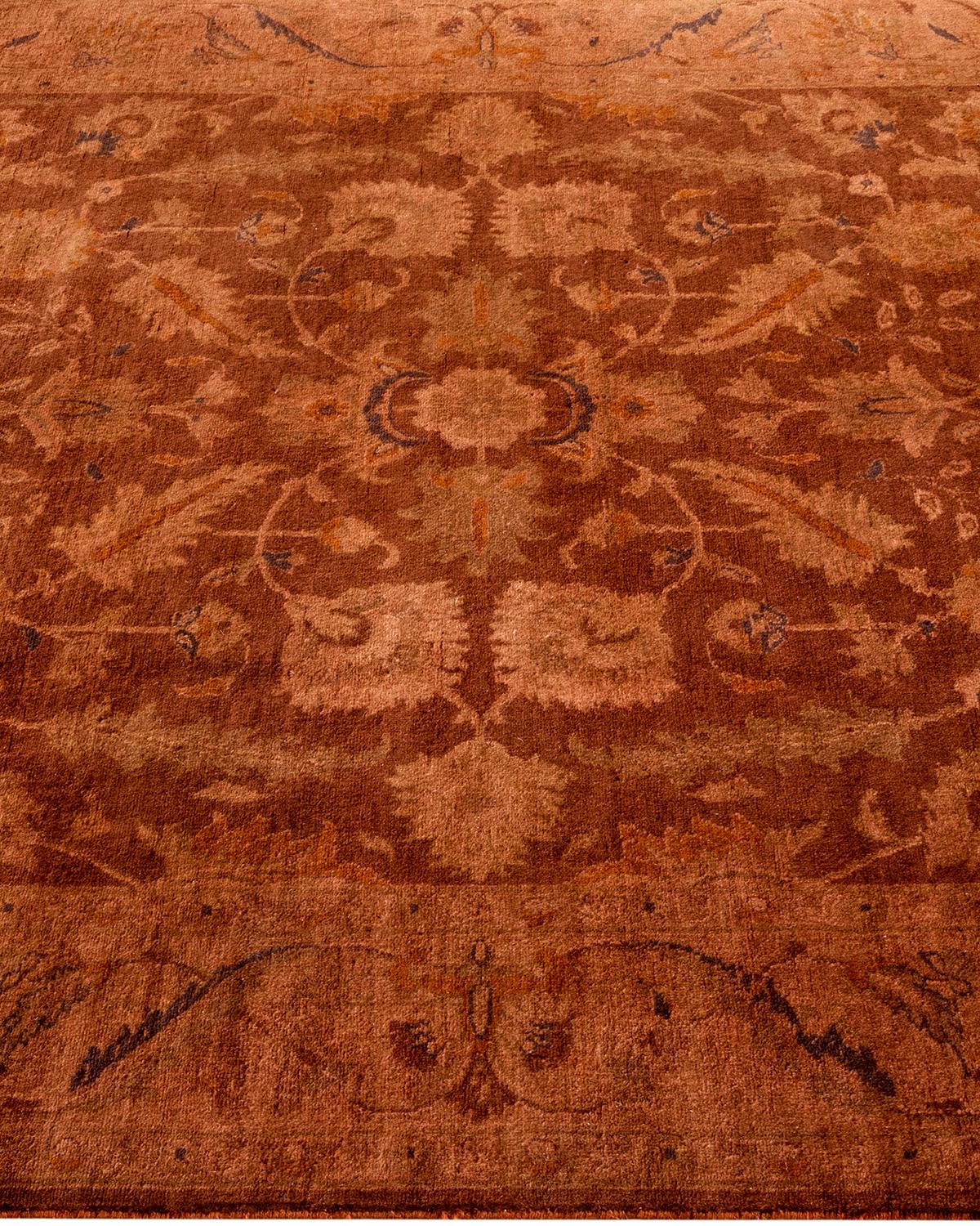 Contemporary Overdyed Hand Knotted Wool Brown Area Rug In New Condition For Sale In Norwalk, CT
