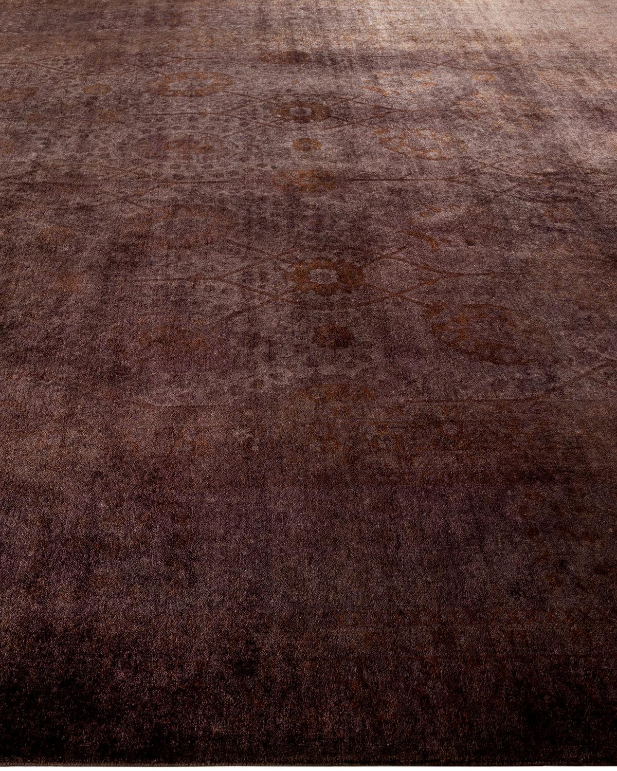 Contemporary Overdyed Hand Knotted Wool Brown Area Rug  In New Condition For Sale In Norwalk, CT