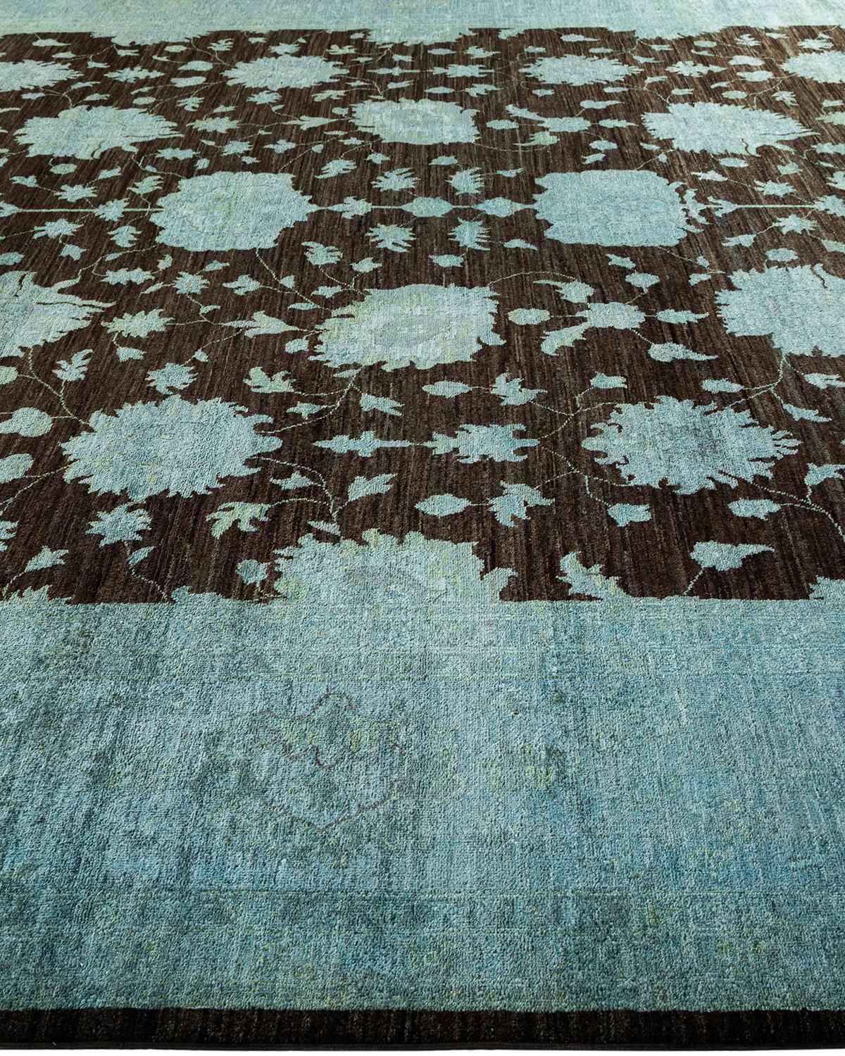 Alfombra de lana teñida a mano marrón contemporánea en Nuevo estado para la venta en Norwalk, CT