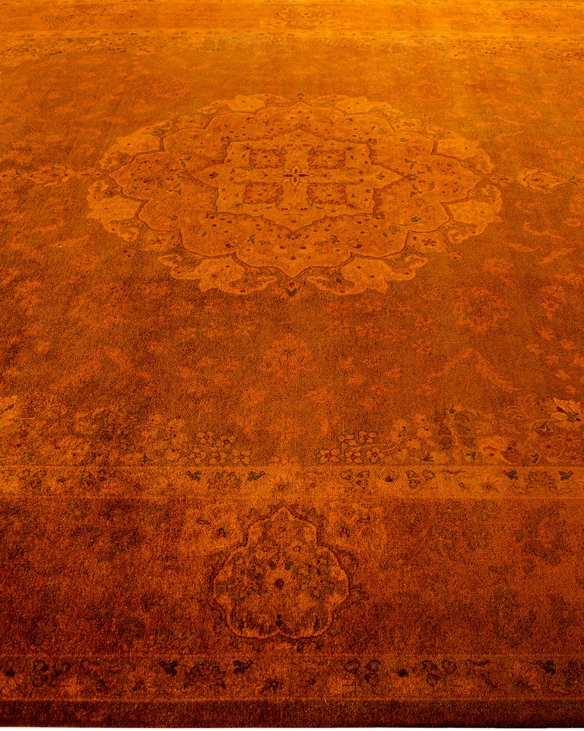 Contemporary Overdyed Hand Knotted Wool Brown Area Rug In New Condition For Sale In Norwalk, CT