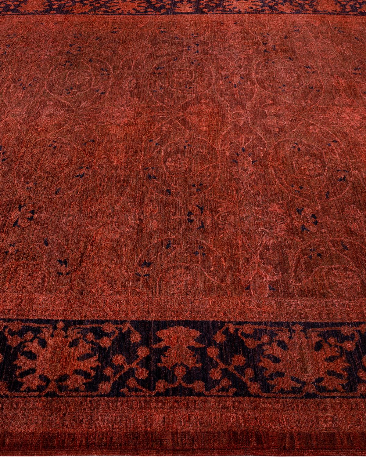 Contemporary Overdyed Hand Knotted Wool Brown Area Rug In New Condition For Sale In Norwalk, CT