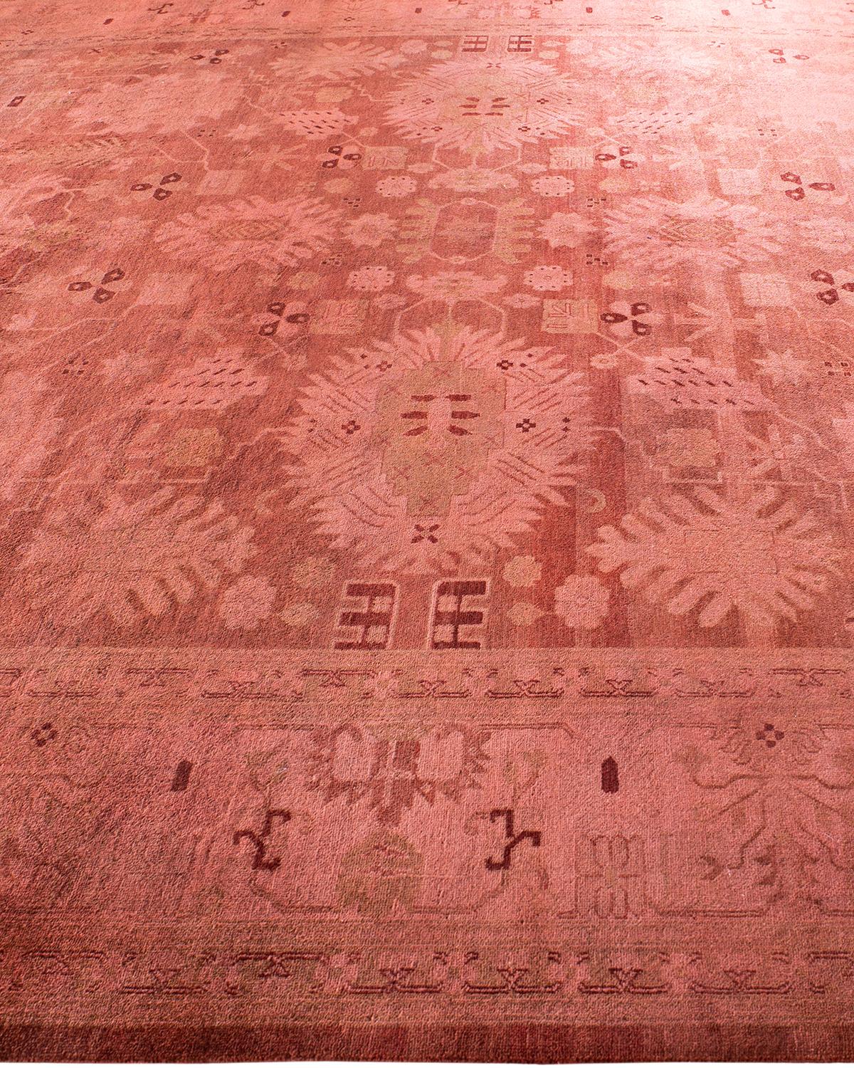 Pakistani Contemporary Overdyed Hand Knotted Wool Brown Area Rug For Sale
