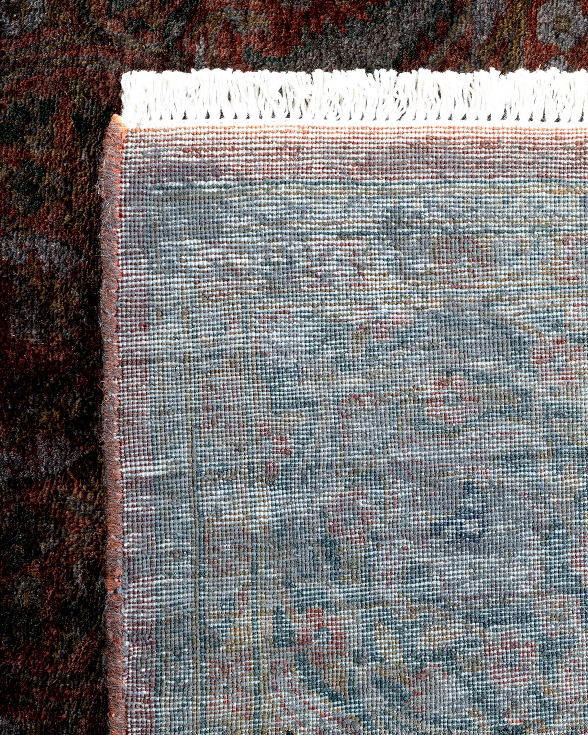 XXI secolo e contemporaneo Contemporary Overdyed Hand Knotted Wool Brown Area Rugs (Tappeto di lana marrone) in vendita