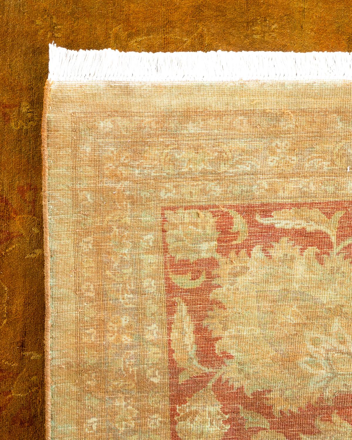 XXIe siècle et contemporain Tapis de sol contemporain en laine surteinte nouée à la main Brown en vente
