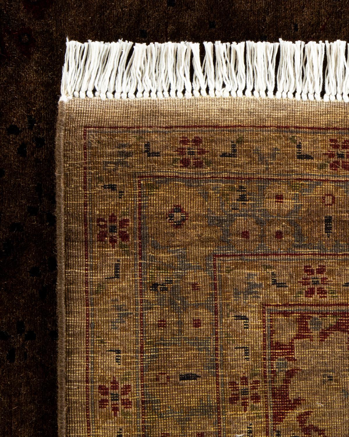 XXI secolo e contemporaneo Contemporary Overdyed Hand Knotted Wool Brown Area Rugs (Tappeto di lana marrone) in vendita