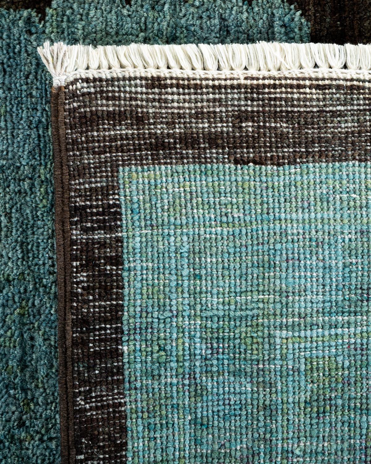 Alfombra de lana teñida a mano marrón contemporánea Siglo XXI y contemporáneo en venta