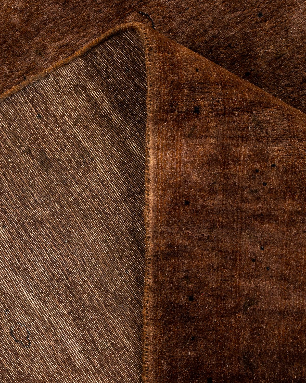 Lana Contemporary Overdyed Hand Knotted Wool Brown Area Rugs (Tappeto di lana marrone) in vendita