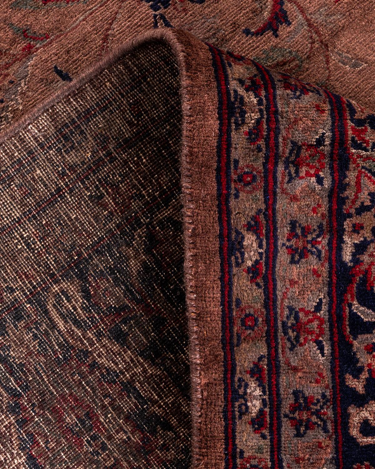 Contemporary Overdyed Hand Knotted Wool Brown Area Rug For Sale 2