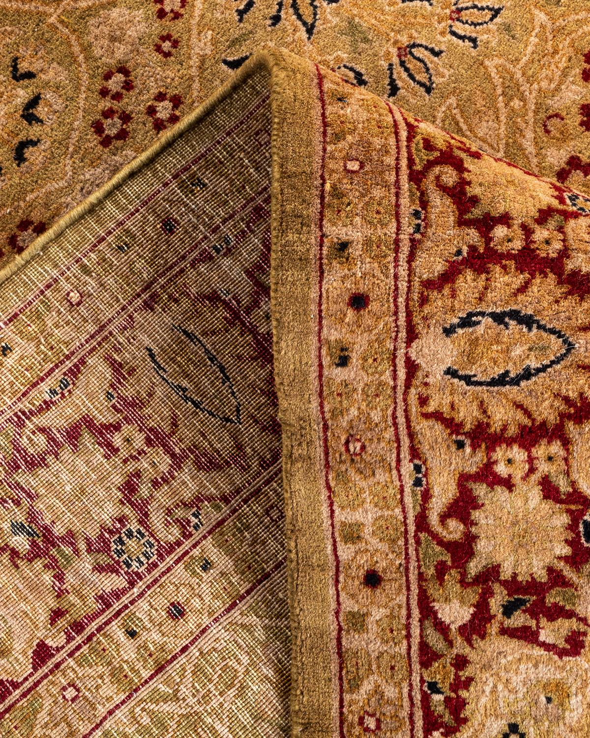 Laine Tapis de sol contemporain en laine surteinte nouée à la main Brown en vente