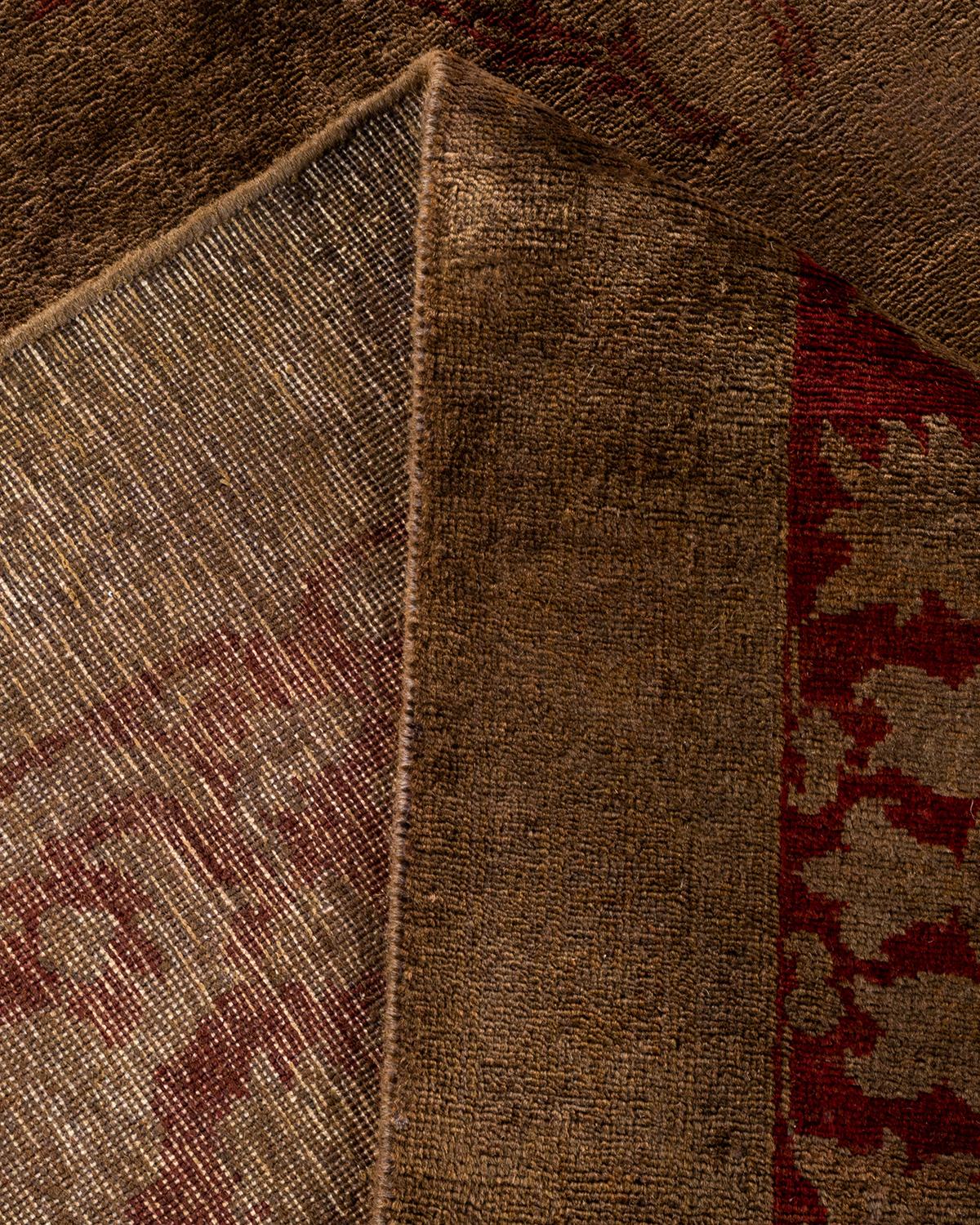 Lana Contemporary Overdyed Hand Knotted Wool Brown Area Rugs (Tappeto di lana marrone) in vendita