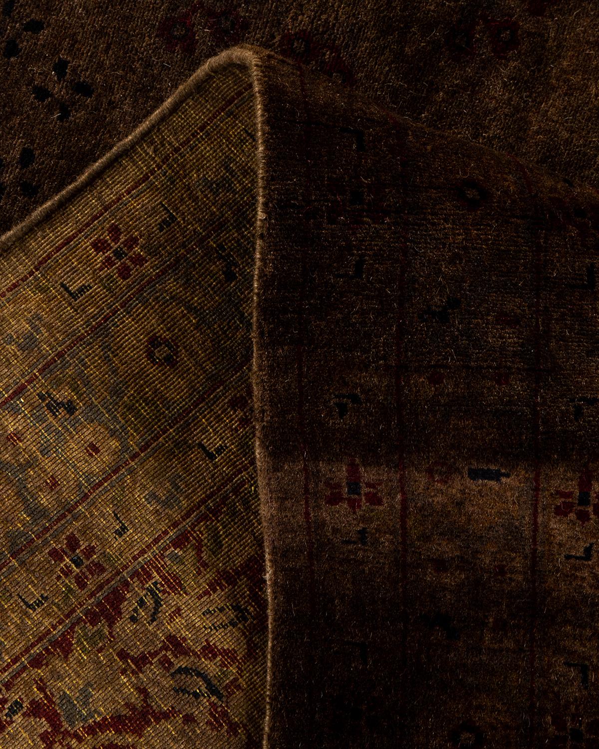 Lana Contemporary Overdyed Hand Knotted Wool Brown Area Rugs (Tappeto di lana marrone) in vendita