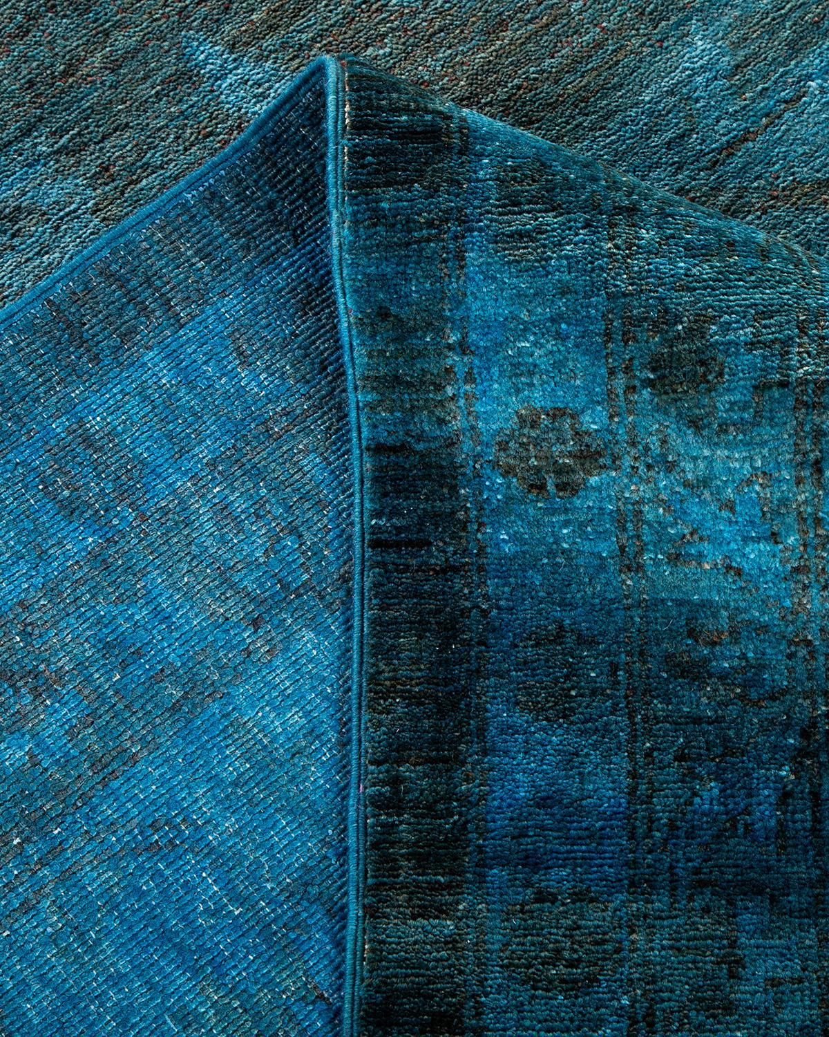 Contemporary Overdyed Hand Knotted Wool Brown Area Rug For Sale 2