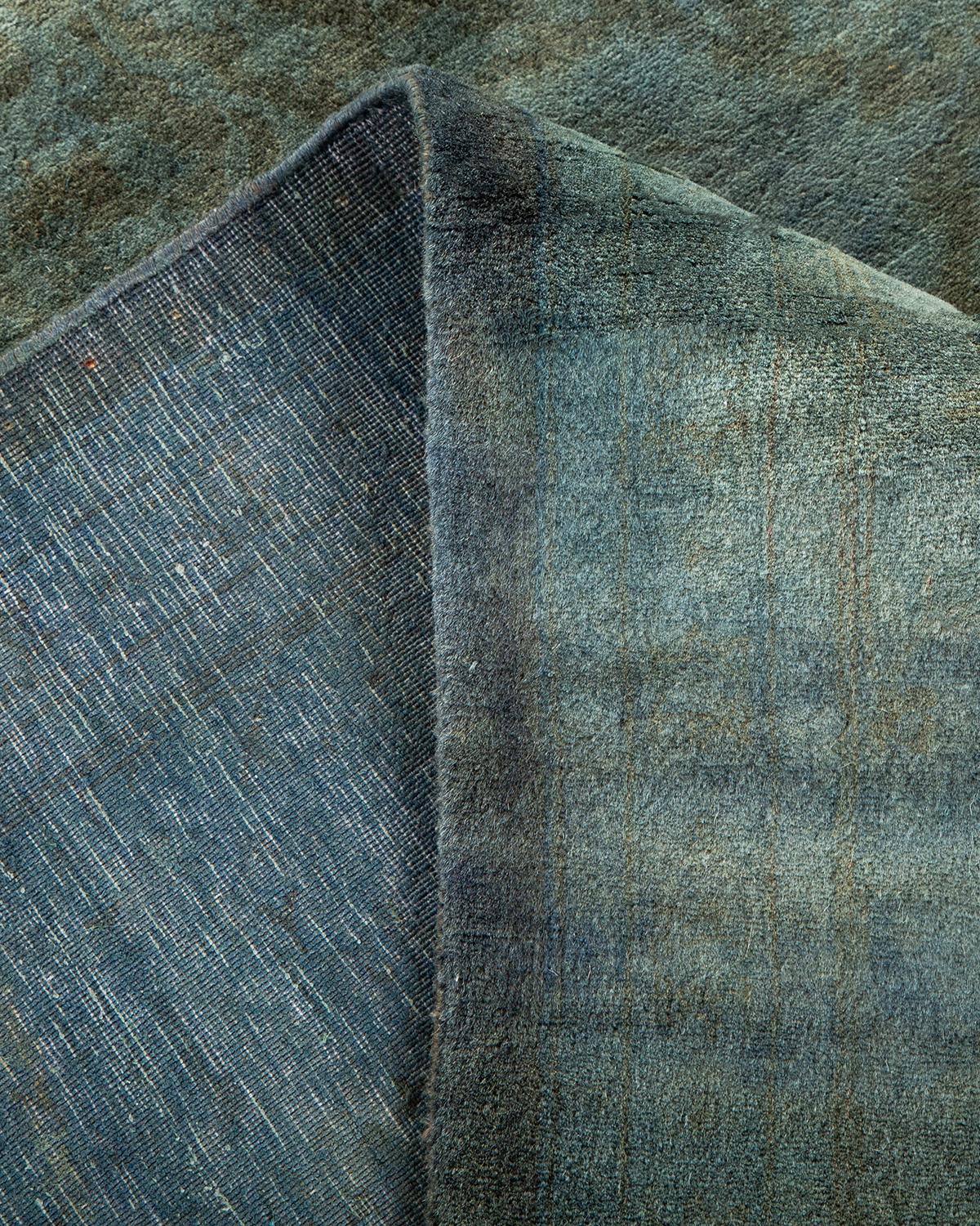 Alfombra de lana teñida a mano marrón contemporánea Lana en venta