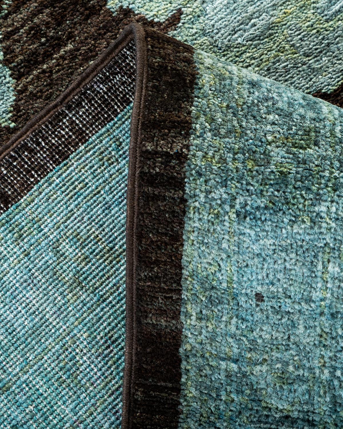 Alfombra de lana teñida a mano marrón contemporánea Lana en venta