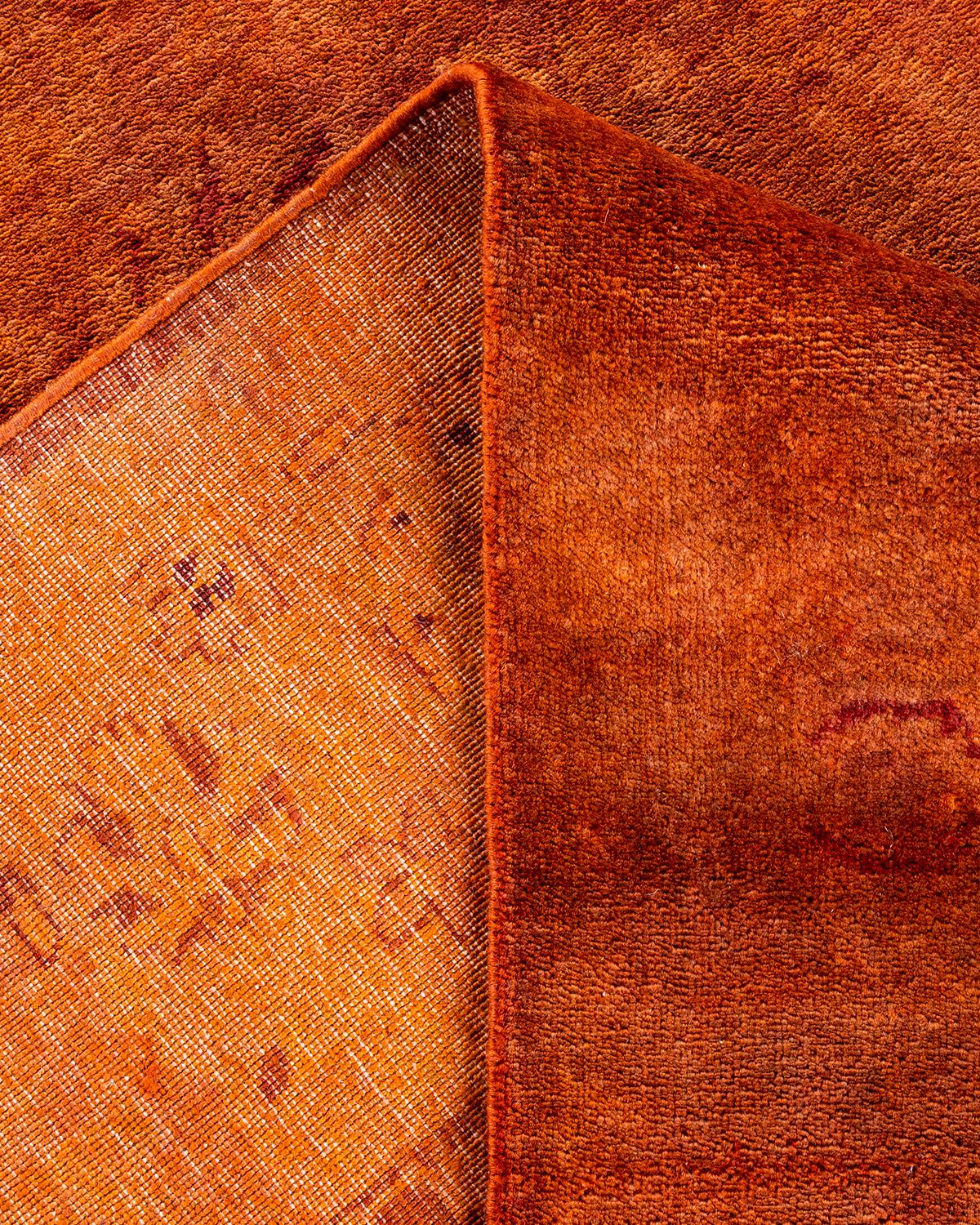 Alfombra de lana teñida a mano marrón contemporánea Lana en venta