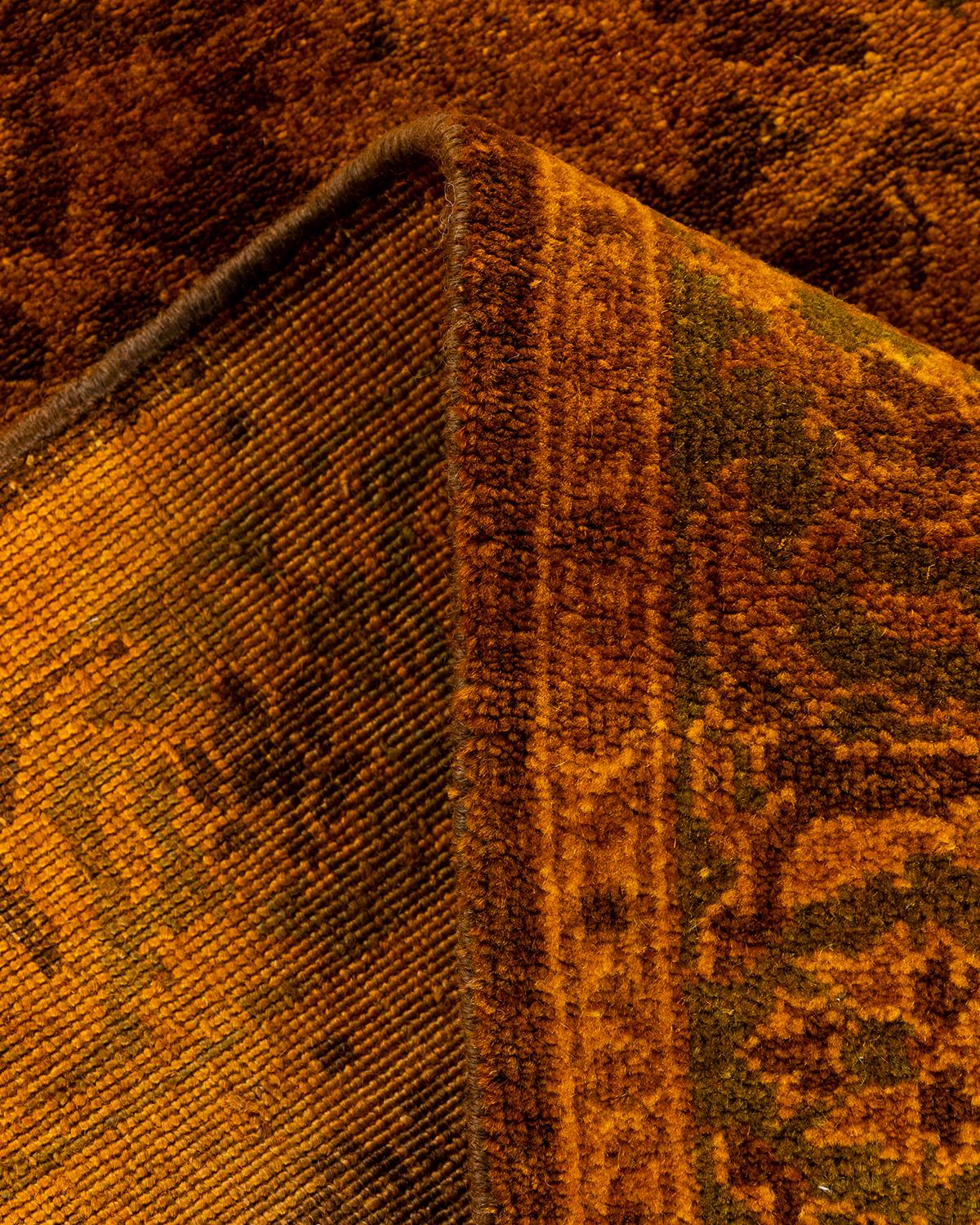 Lana Contemporary Overdyed Hand Knotted Wool Brown Area Rugs (Tappeto di lana marrone) in vendita