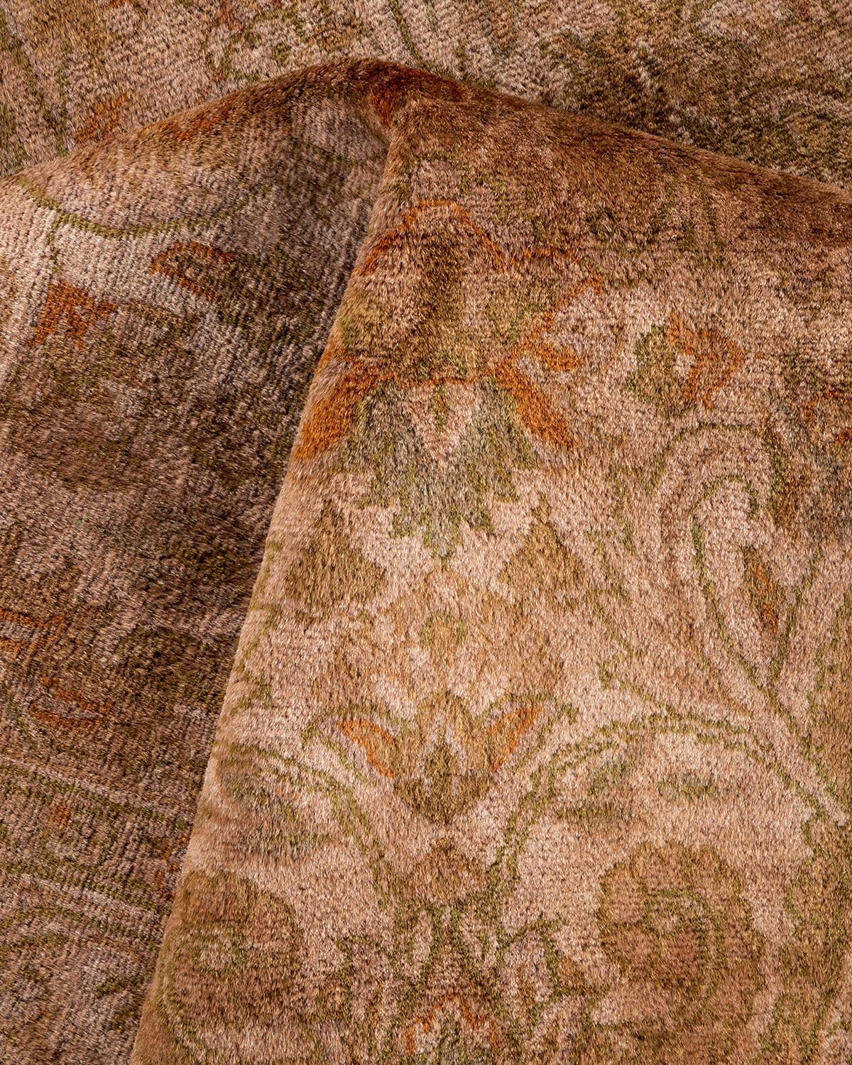 Contemporary Overdyed Hand Knotted Wool Brown Area Rug im Angebot 1