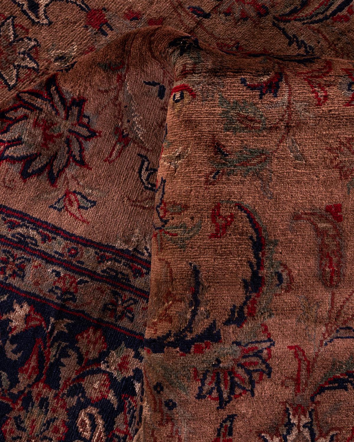 Contemporary Overdyed Hand Knotted Wool Brown Area Rug For Sale 3