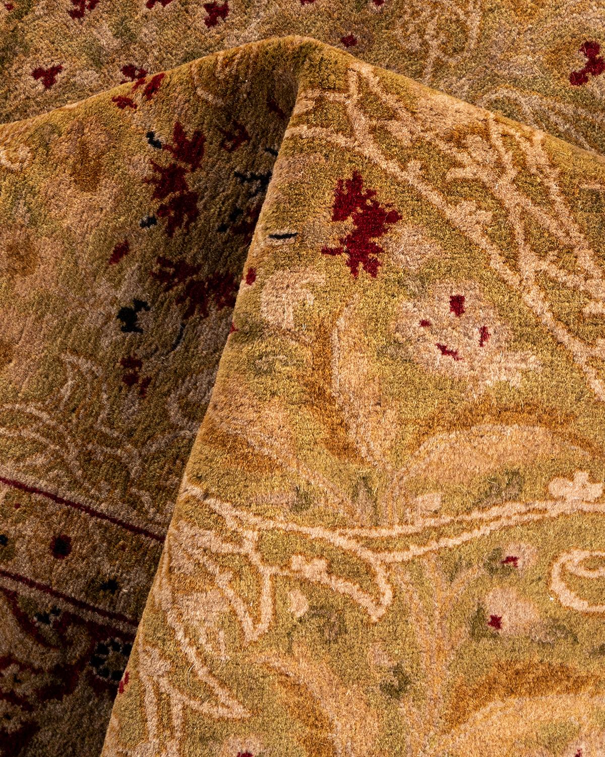 Tapis de sol contemporain en laine surteinte nouée à la main Brown en vente 1
