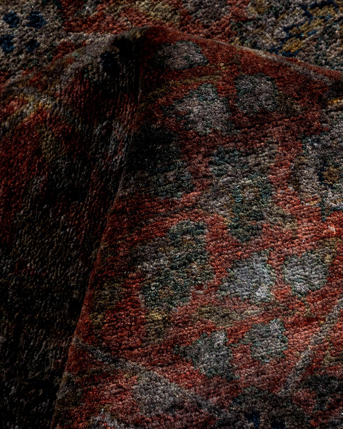 Contemporary Overdyed Hand Knotted Wool Brown Area Rugs (Tappeto di lana marrone) in vendita 1